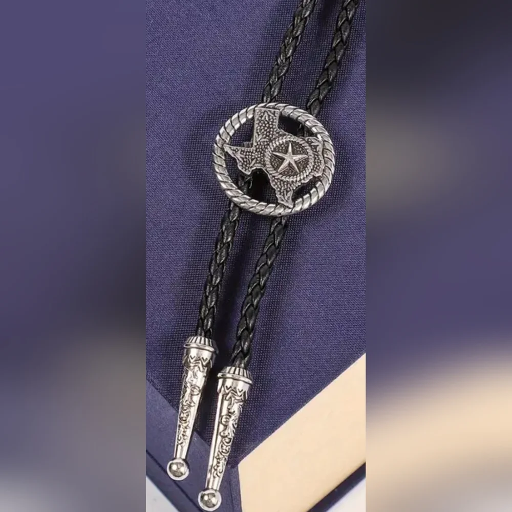 New Texas Star Silver Western Cowboy Cowgirl Rodeo bolo tie